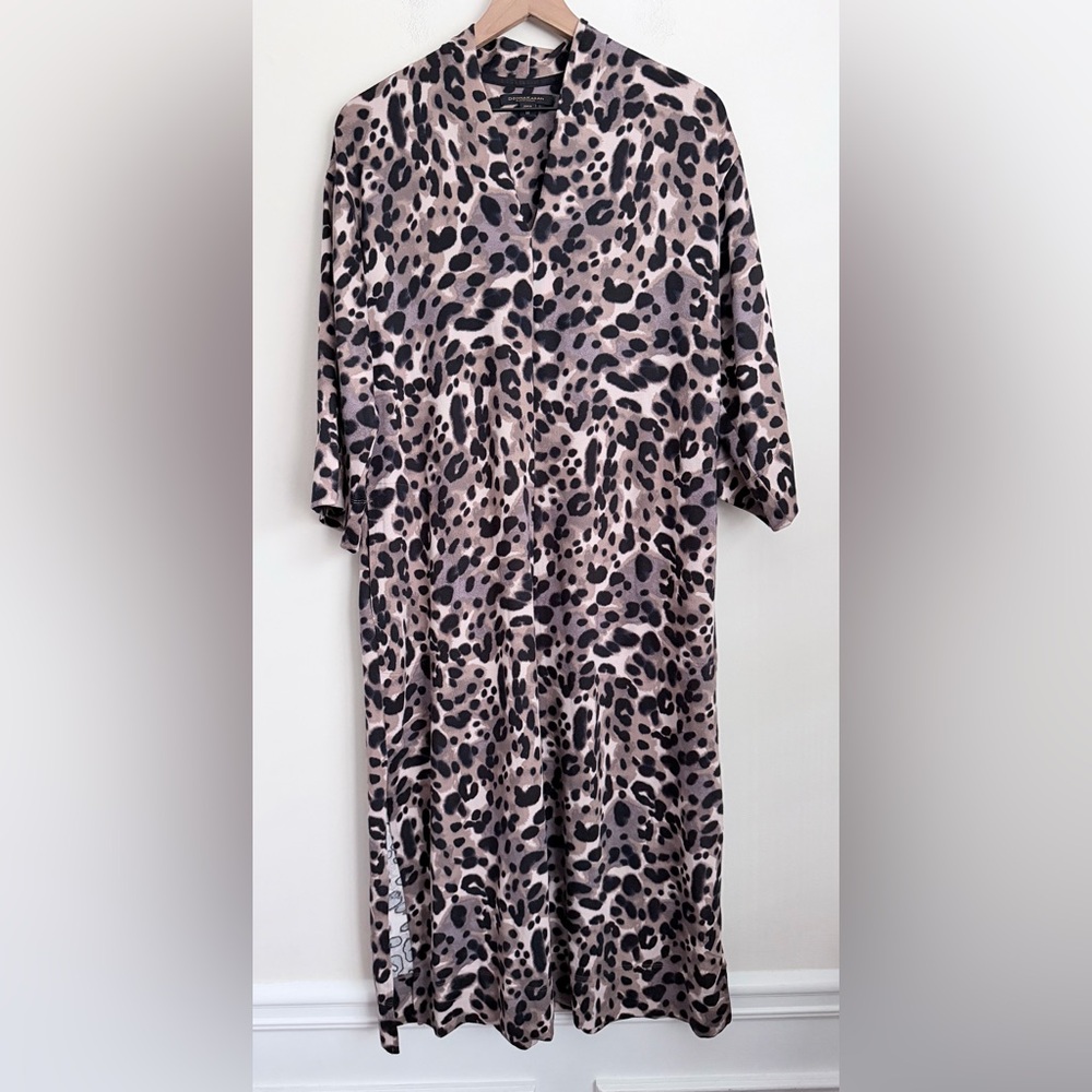 Donna Karan Sleepwear Anmal leopard Print Robe‎ Mumu House Dress M